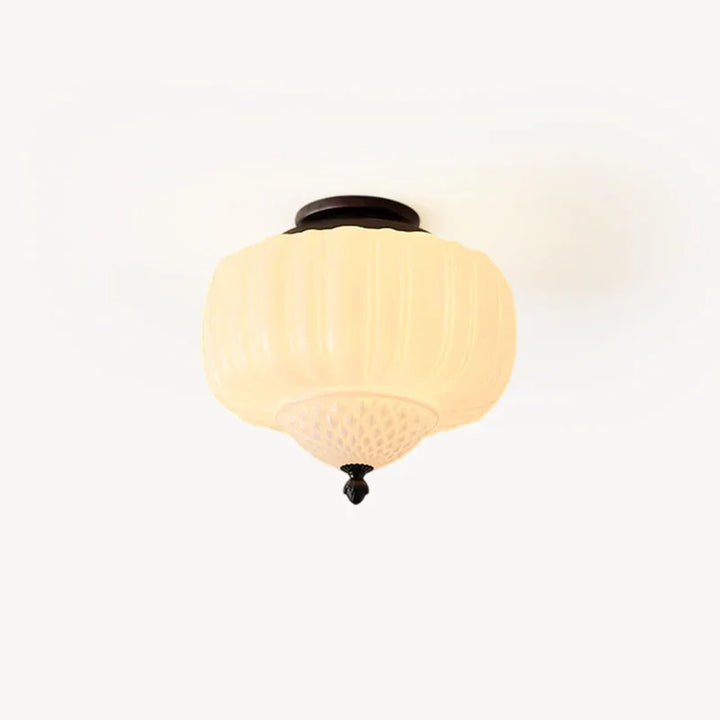 Ribbed Milk Glass Ceiling Light