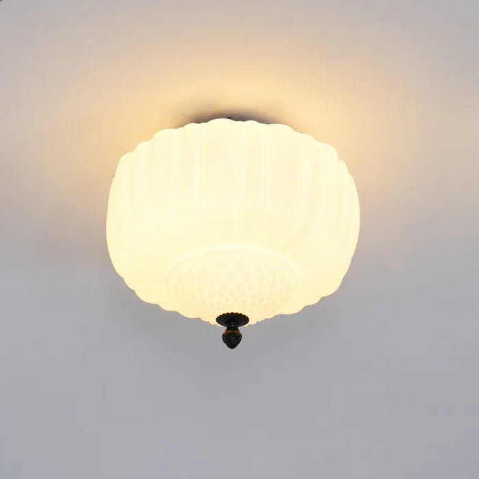 Ribbed Milk Glass Ceiling Light