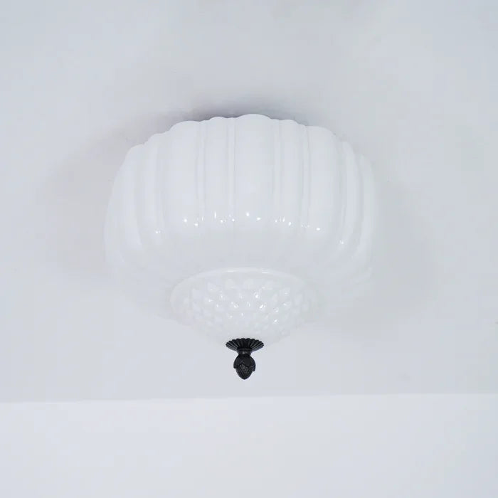 Ribbed Milk Glass Ceiling Light