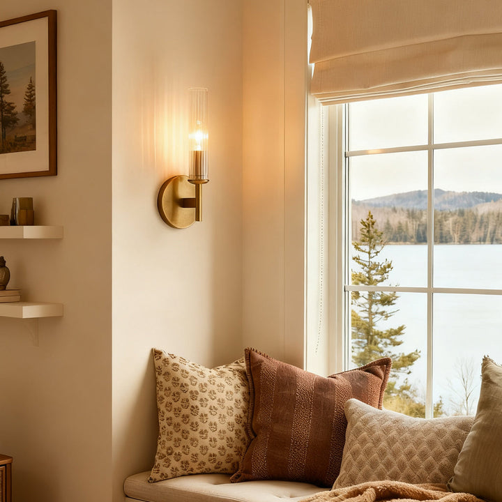 Vireo Farmhouse Copper Ribbed Glass Tube Sconce