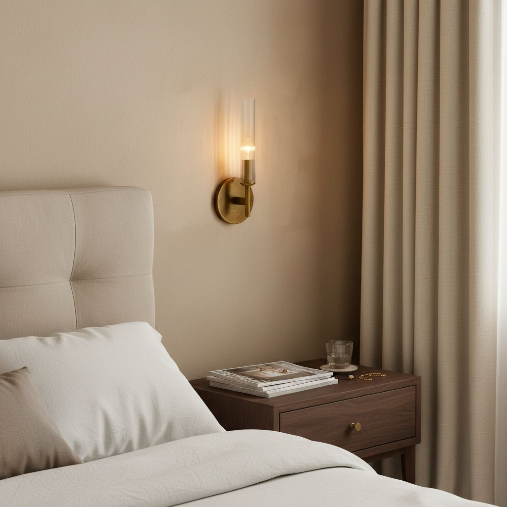 Vireo Farmhouse Copper Ribbed Glass Tube Sconce