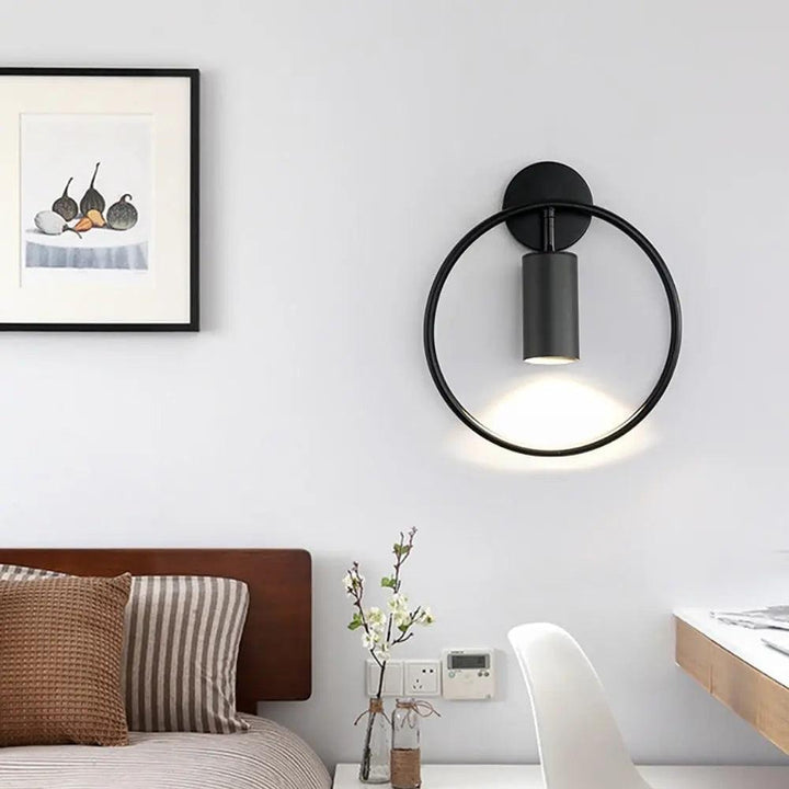 Ring Wall Light with Adjustable Spotlight | Gold or Black