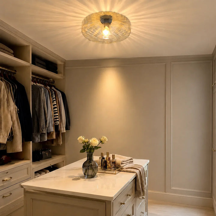 Ripple Glass Drum Ceiling Light