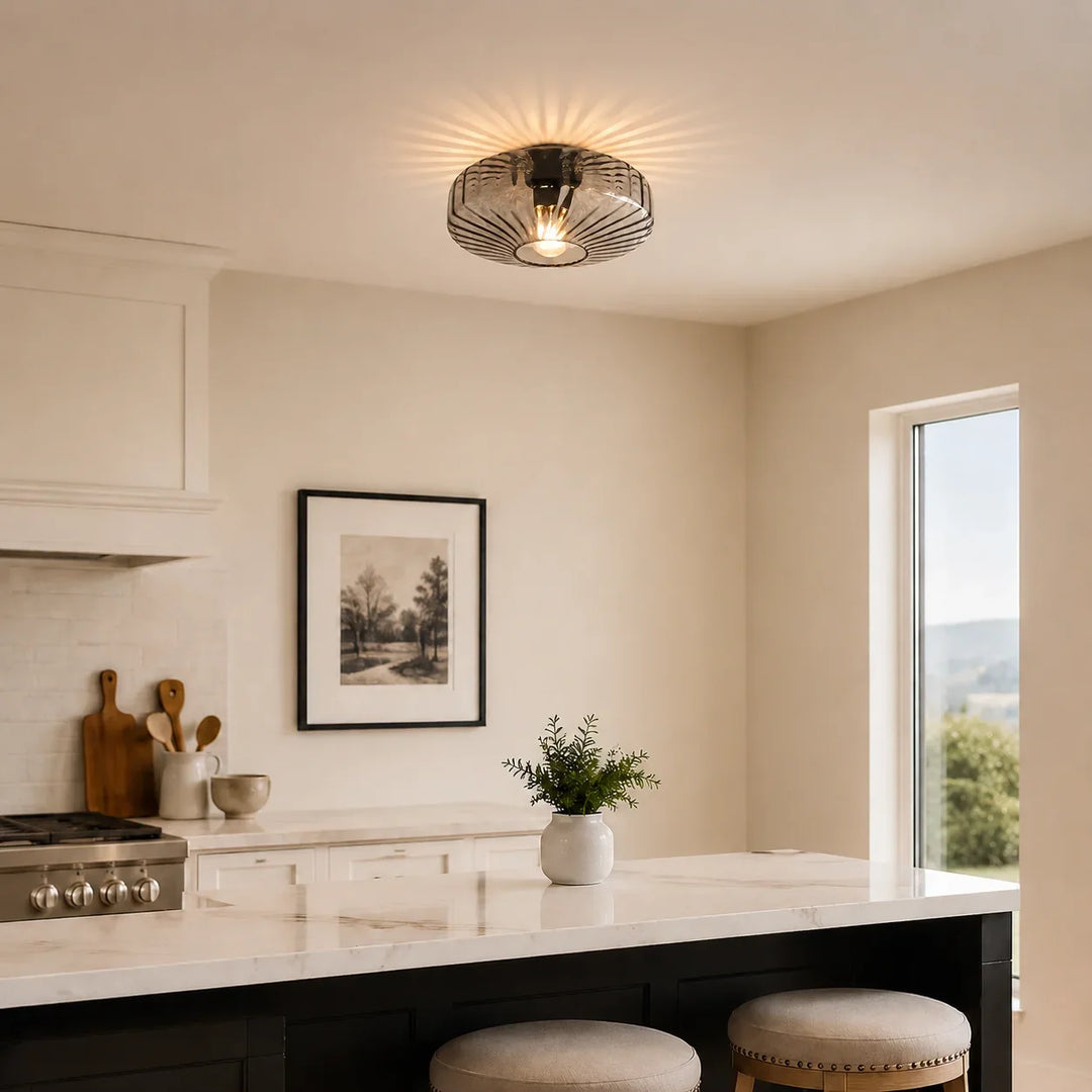 Ripple Glass Drum Ceiling Light