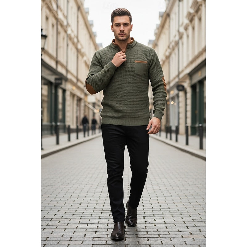 Men's Long-Sleeve Waffle-Textured Henley Summer Shirt – image 12