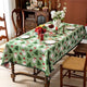 Sage green Christmas tablecloth with pom pom trim