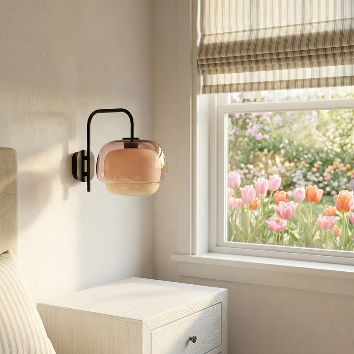 Sanae Modern Round Shade Colored Glass Wall Sconce