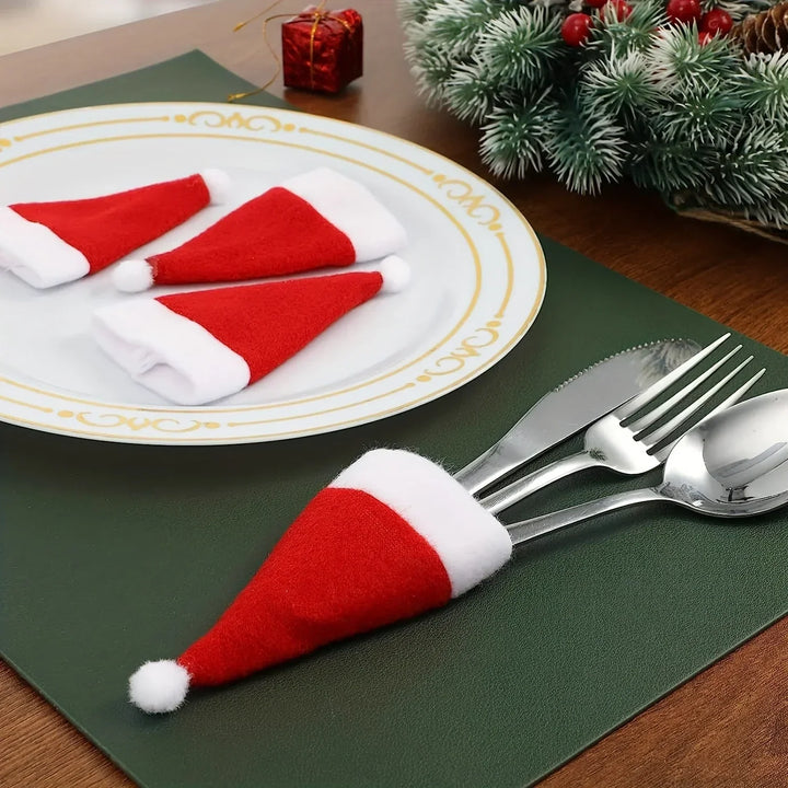 Felt Santa hat cutlery holders