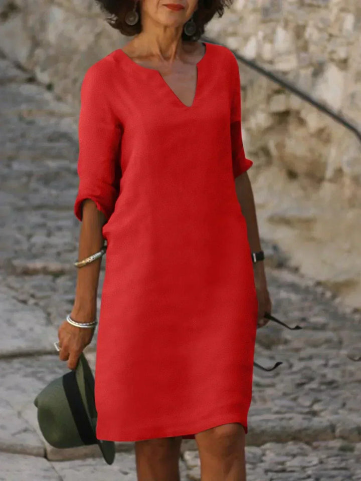 Women's Elbow-Sleeve V-Neck Summer Dress – image 5