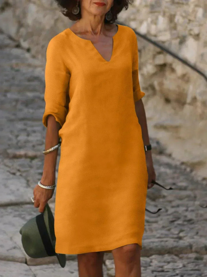 Women's Elbow-Sleeve V-Neck Summer Dress – image 4