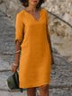 Women's Elbow-Sleeve V-Neck Summer Dress – image 4