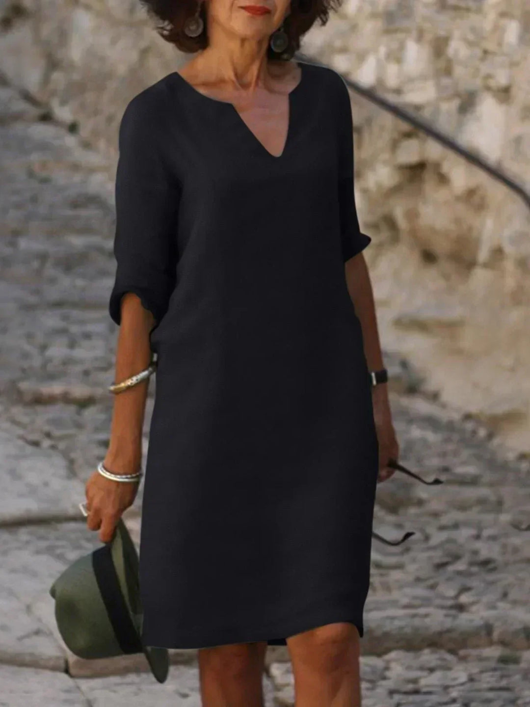 Women's Elbow-Sleeve V-Neck Summer Dress – image 1