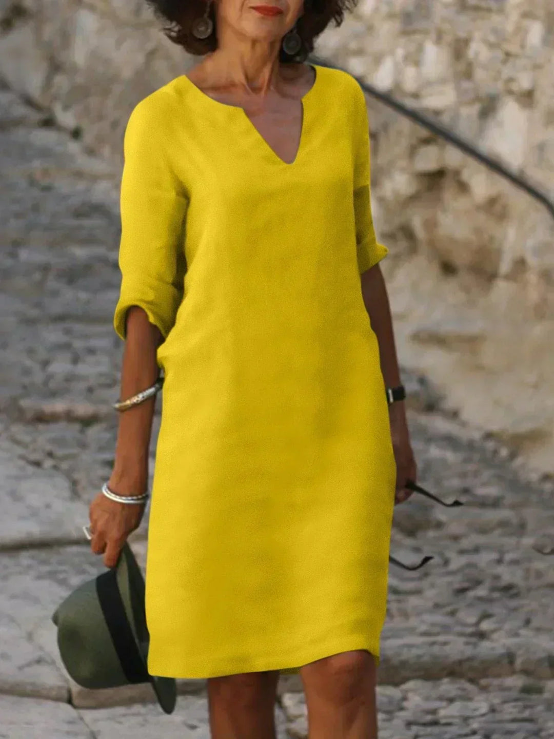 Women's Elbow-Sleeve V-Neck Summer Dress – image 8