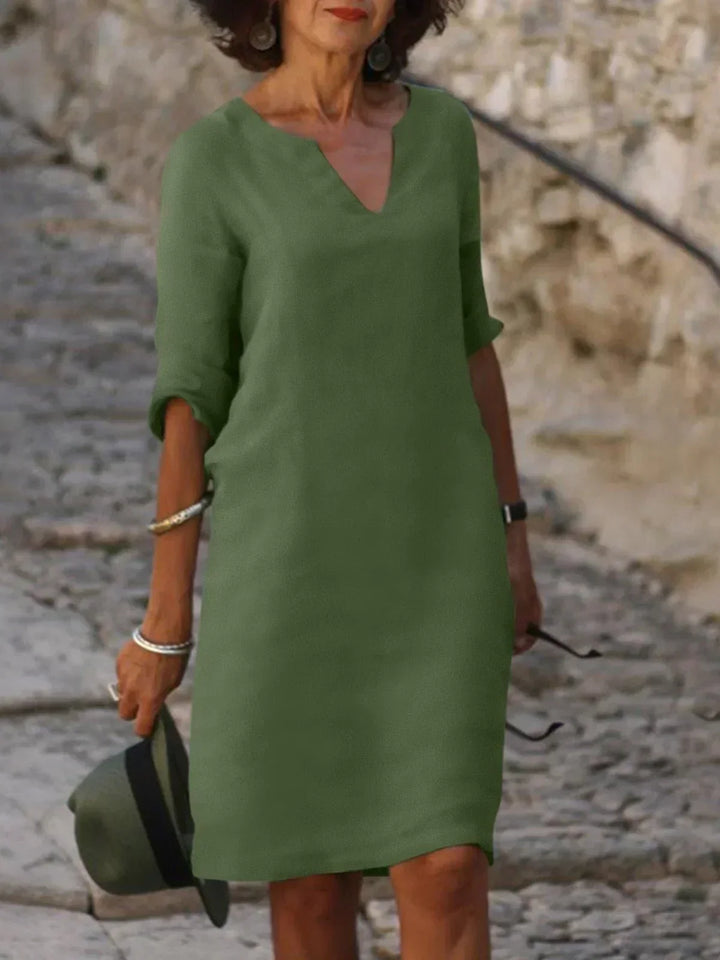 Women's Elbow-Sleeve V-Neck Summer Dress – image 2