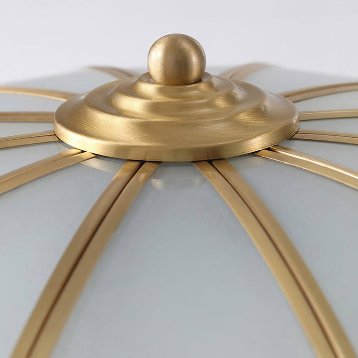 Scalloped brass and frosted glass ceiling light