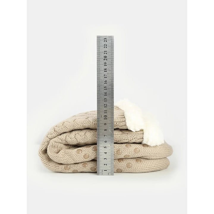 Sherpa-lined cable knit slipper socks