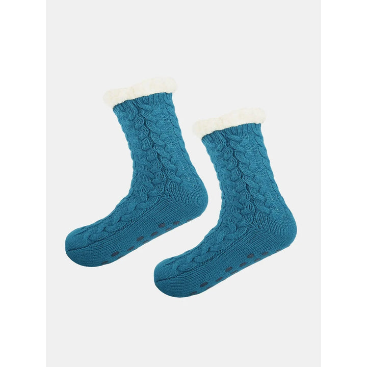 Sherpa-lined cable knit slipper socks