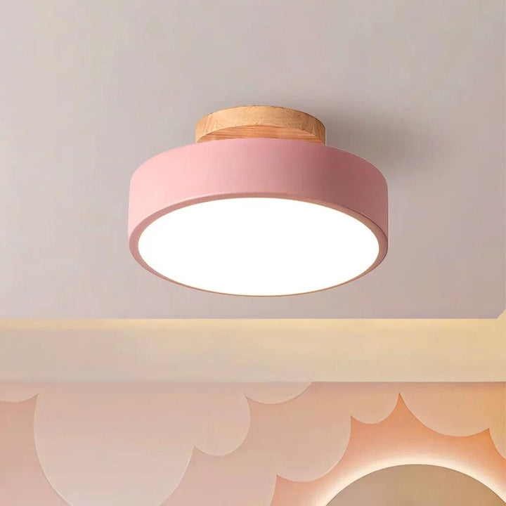 Eir Macaron Round Wood Grain Ceiling Lamp