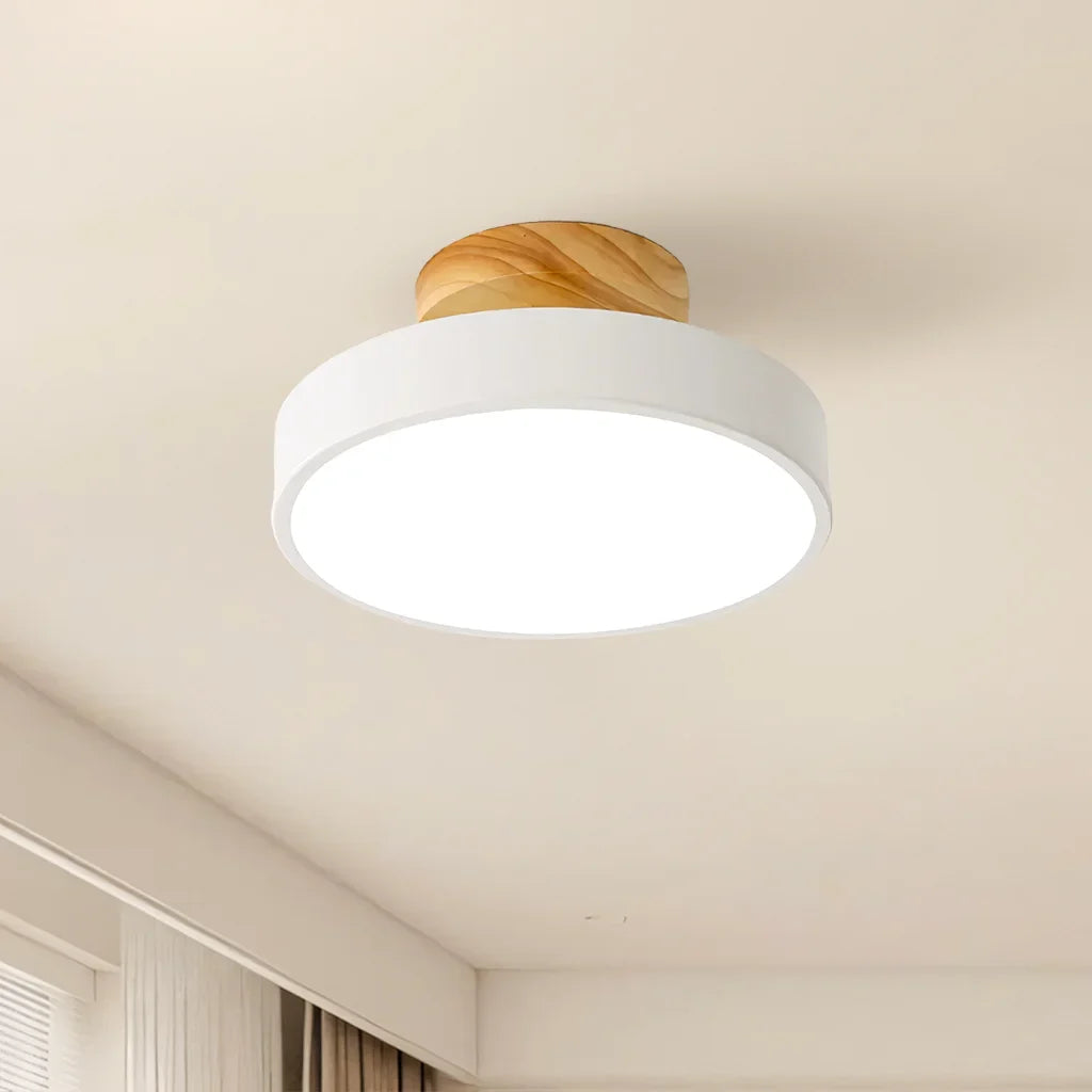 Eir Macaron Round Wood Grain Ceiling Lamp