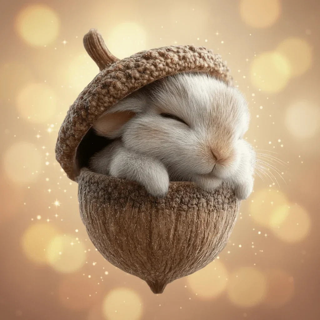 Sleeping woodland animal in an acorn Christmas ornament