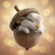 Sleeping woodland animal in an acorn Christmas ornament