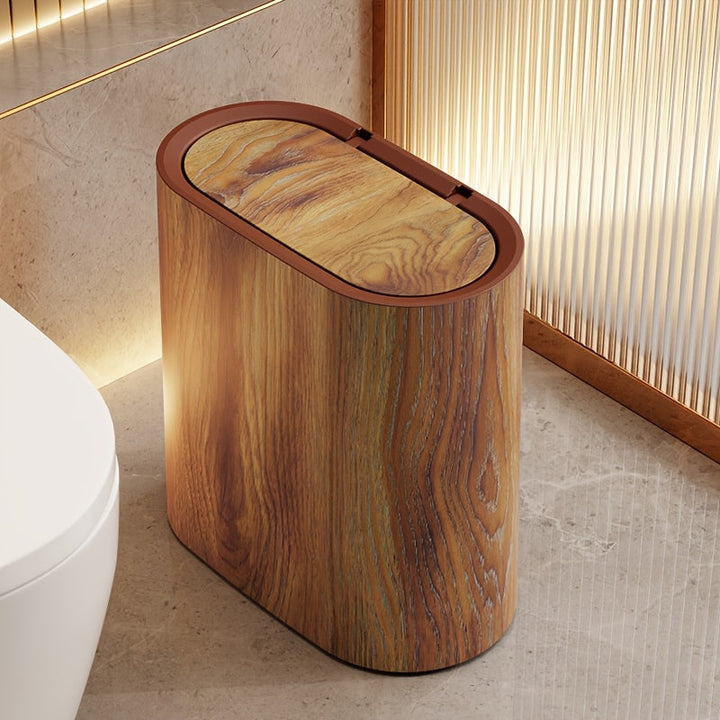 Slim Oval Bathroom Bin with Lid