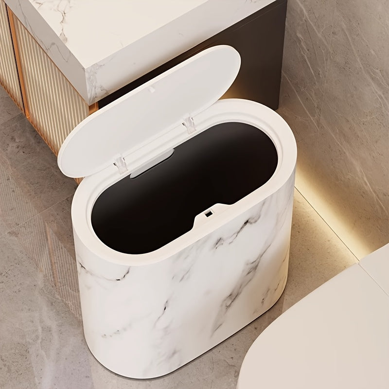 Slim Oval Bathroom Bin with Lid