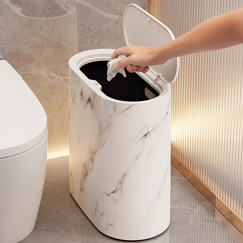 Slim Oval Bathroom Bin with Lid
