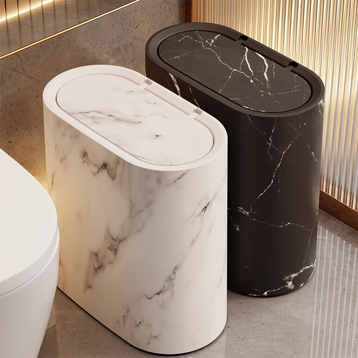 Slim Oval Bathroom Bin with Lid