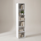 Slim white 6-tier bookcase