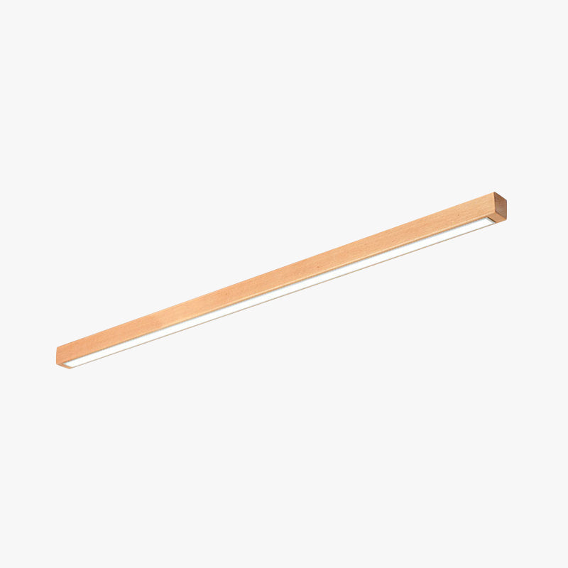 Slim wooden linear LED ceiling light