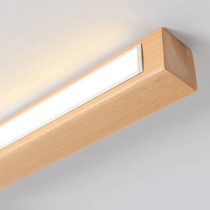 Slim wooden linear LED ceiling light