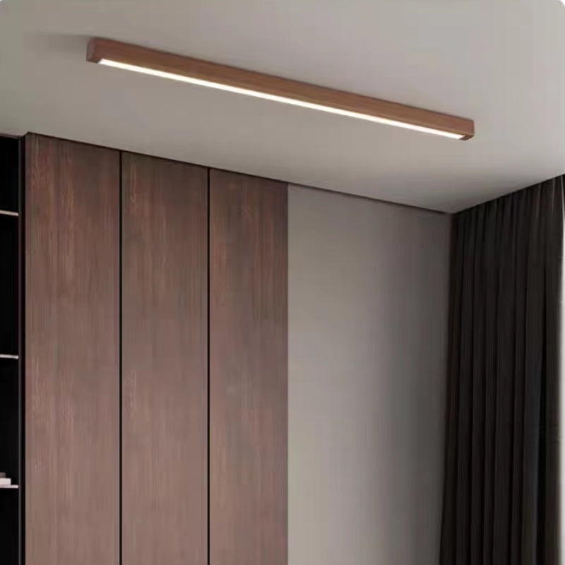 Slim wooden linear LED ceiling light