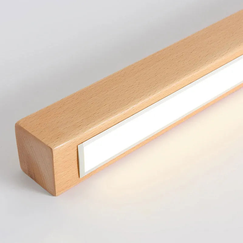 Slim wooden linear LED ceiling light