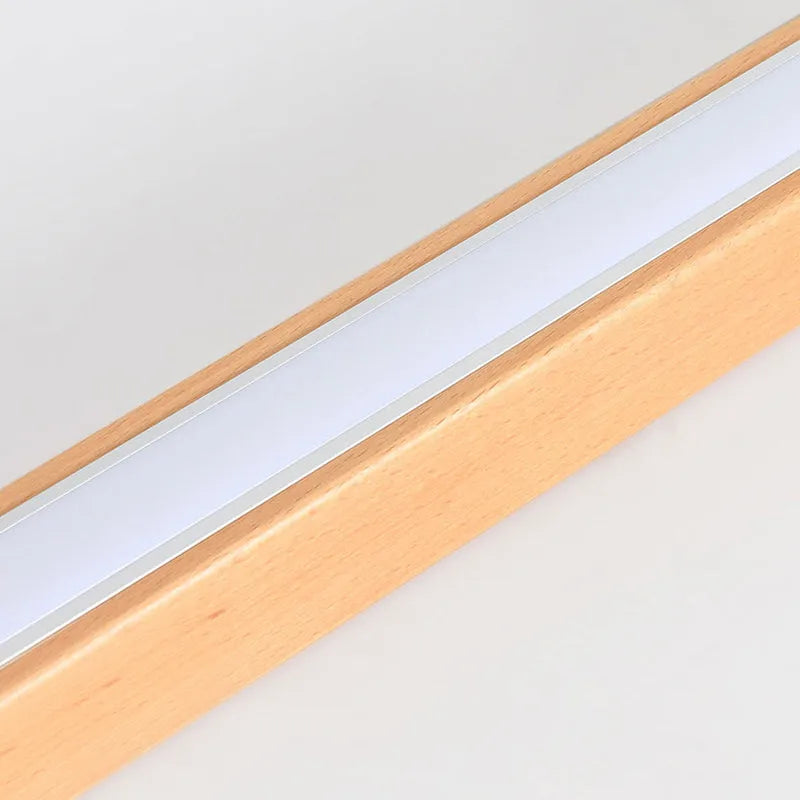 Slim wooden linear LED ceiling light