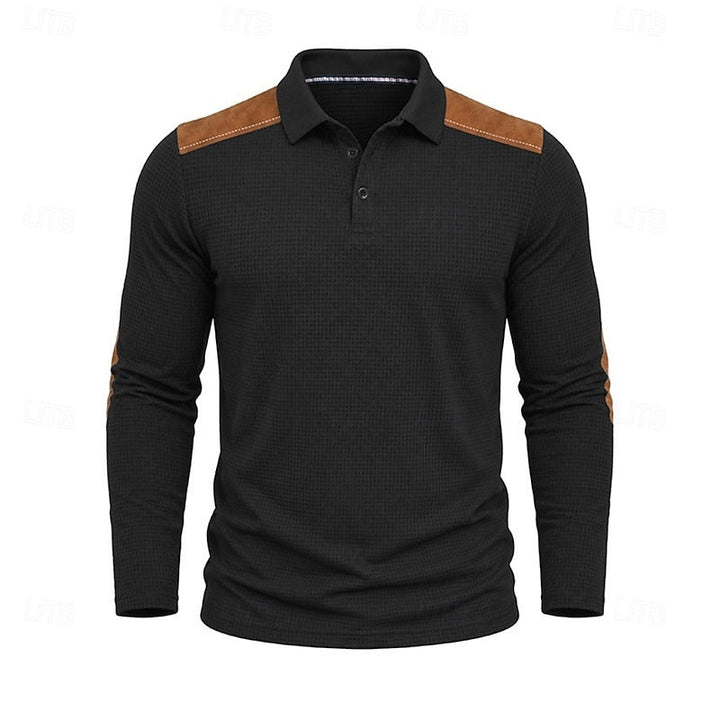 Men's Long-Sleeve Colour-Block Summer Polo Shirt – image 11
