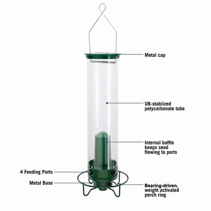 Squirrel-resistant tube bird feeder