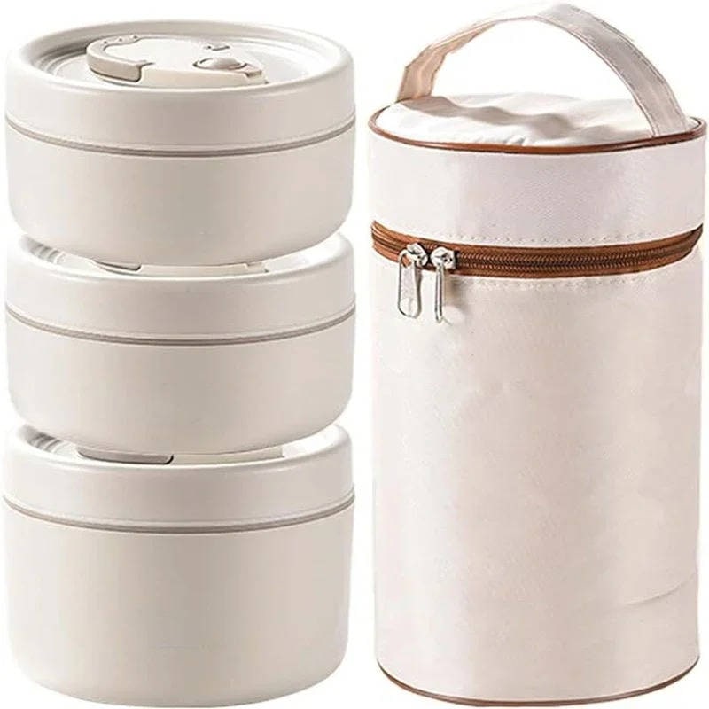 Stackable insulated lunch pots with carry bag