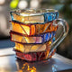 Stacked books borosilicate glass mug