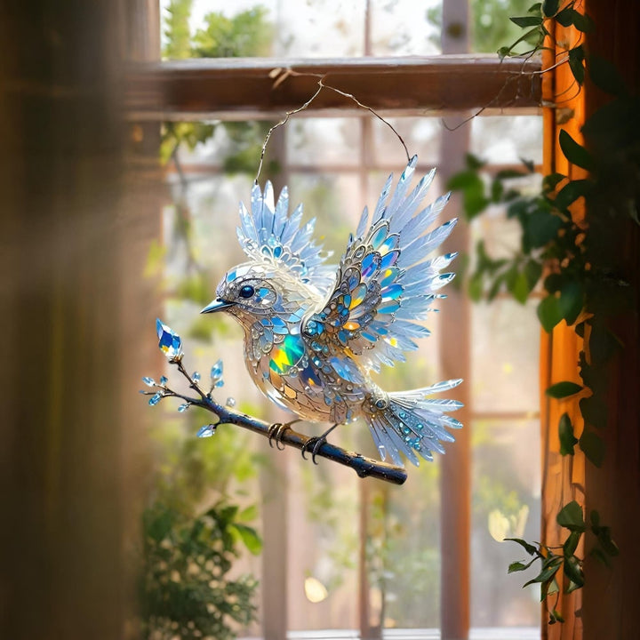 Stained-glass style bird window suncatcher
