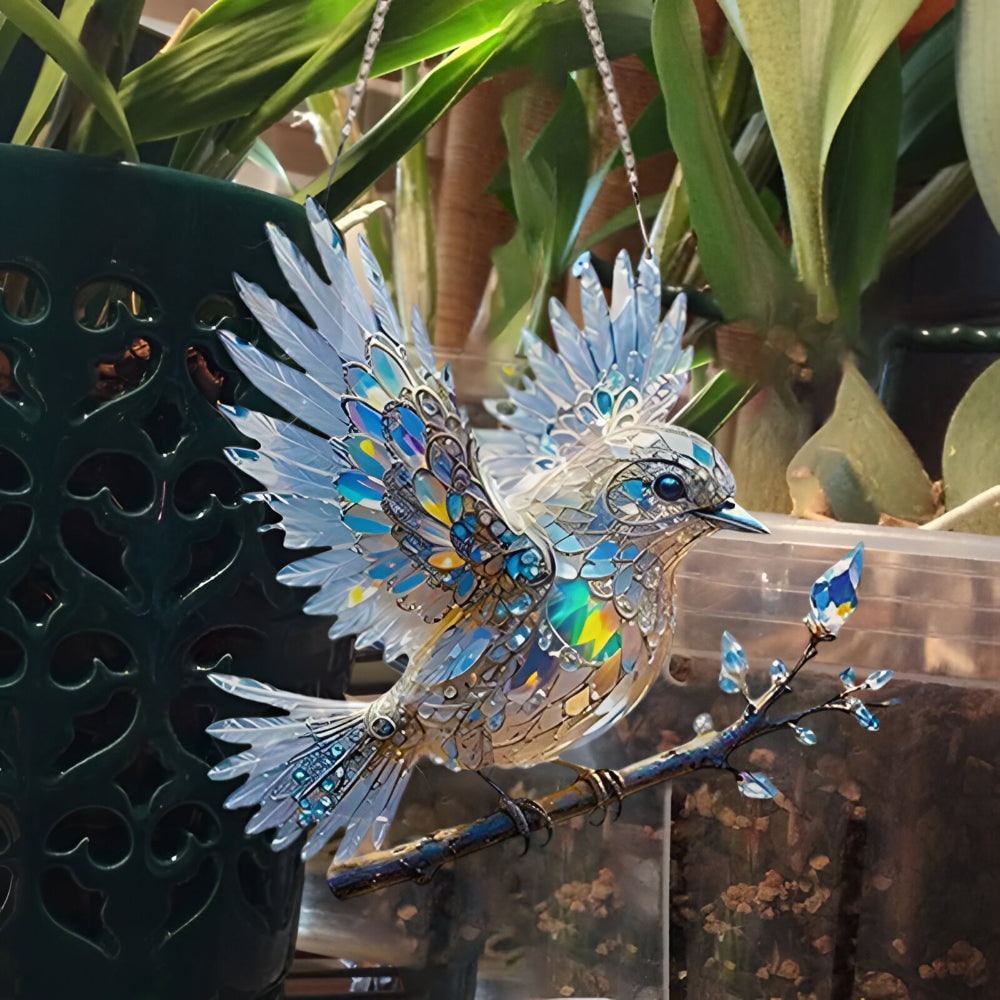 Stained-glass style bird window suncatcher