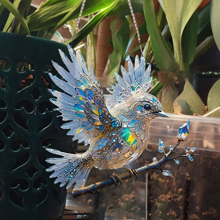 Stained-glass style bird window suncatcher