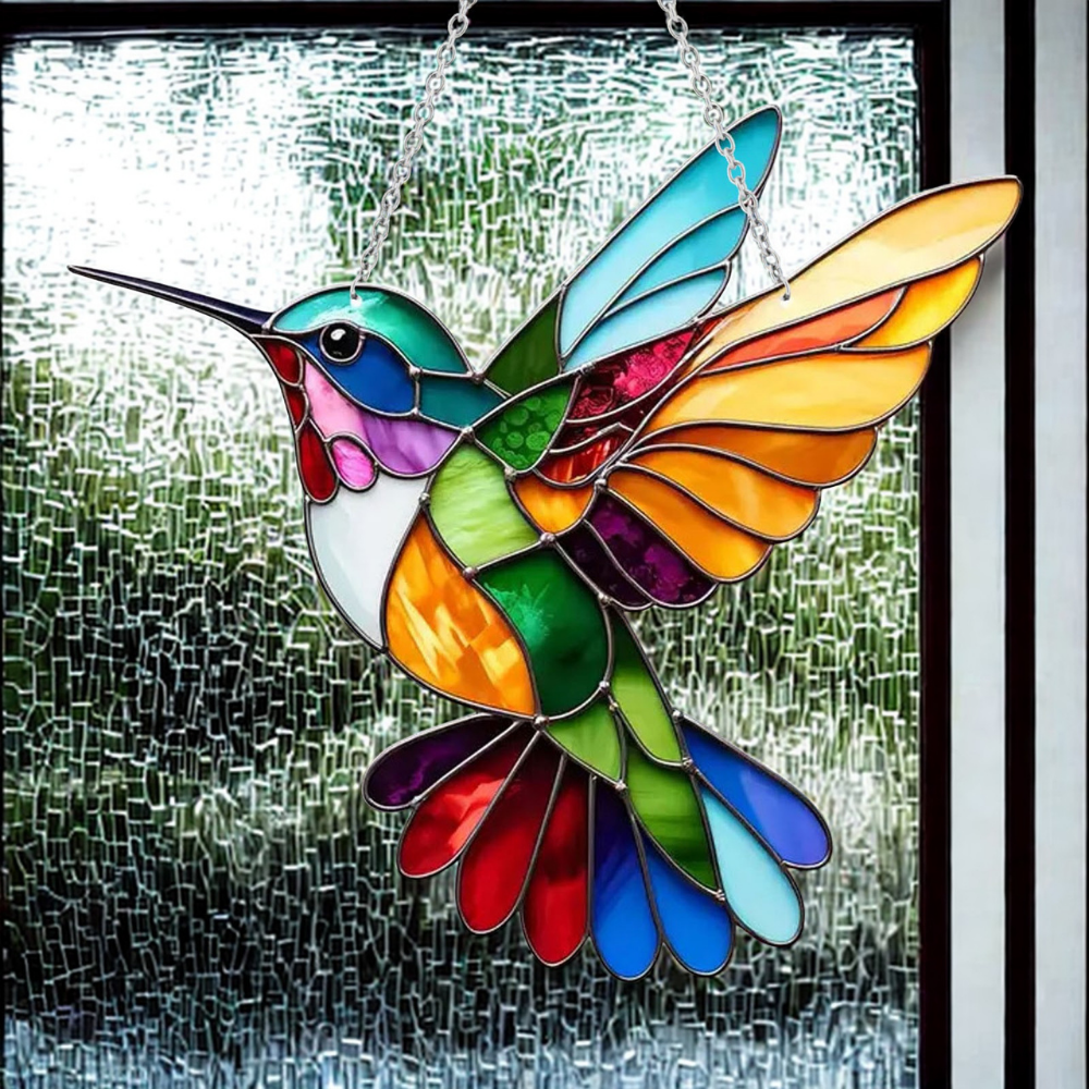 Stained-glass style bird window suncatcher