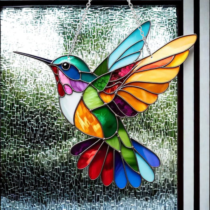 Stained-glass style bird window suncatcher