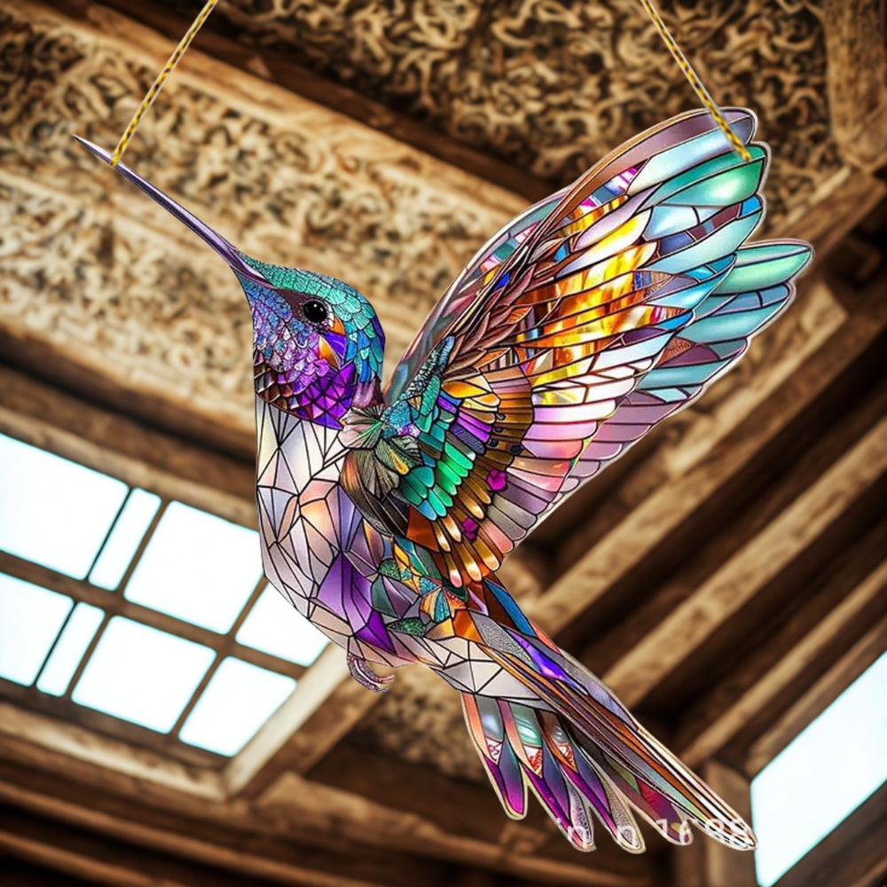 Stained-glass style bird window suncatcher