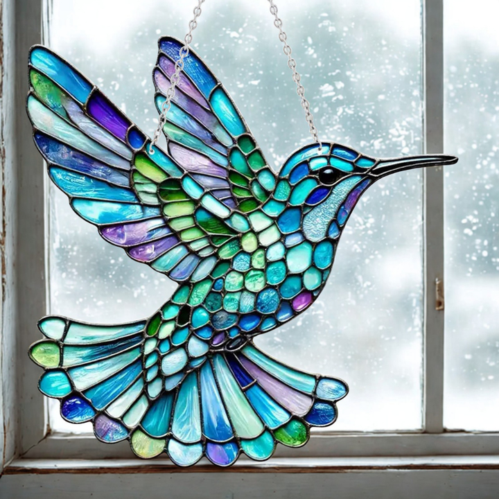 Stained-glass style bird window suncatcher