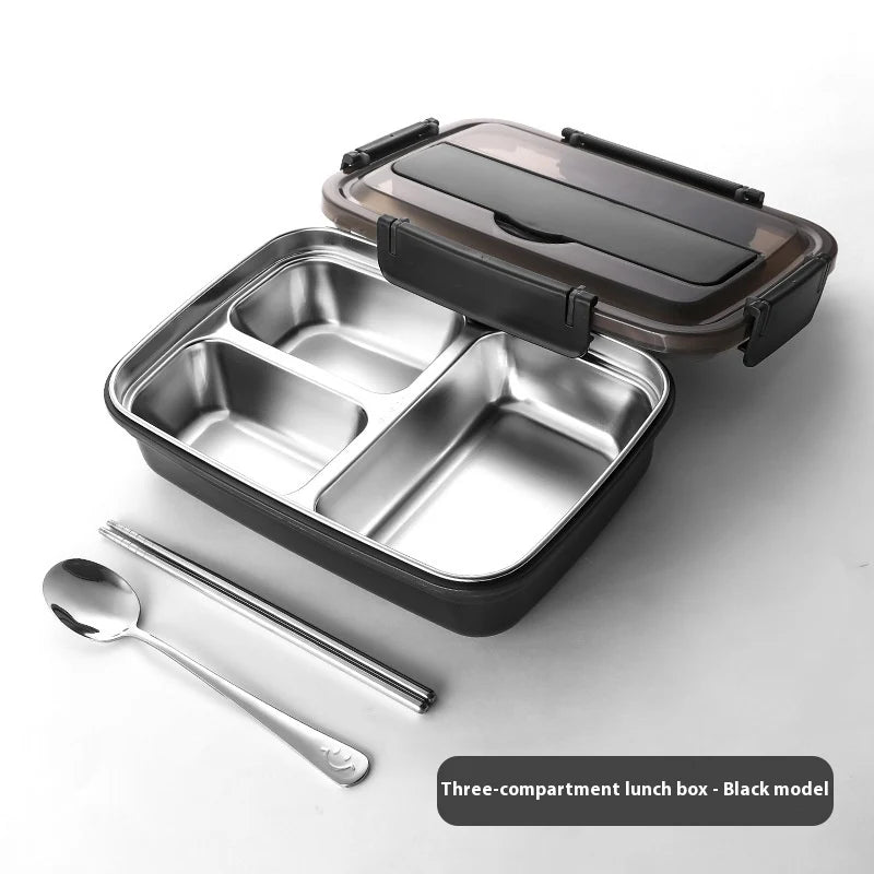 Stainless steel bento lunch box with phone stand lid