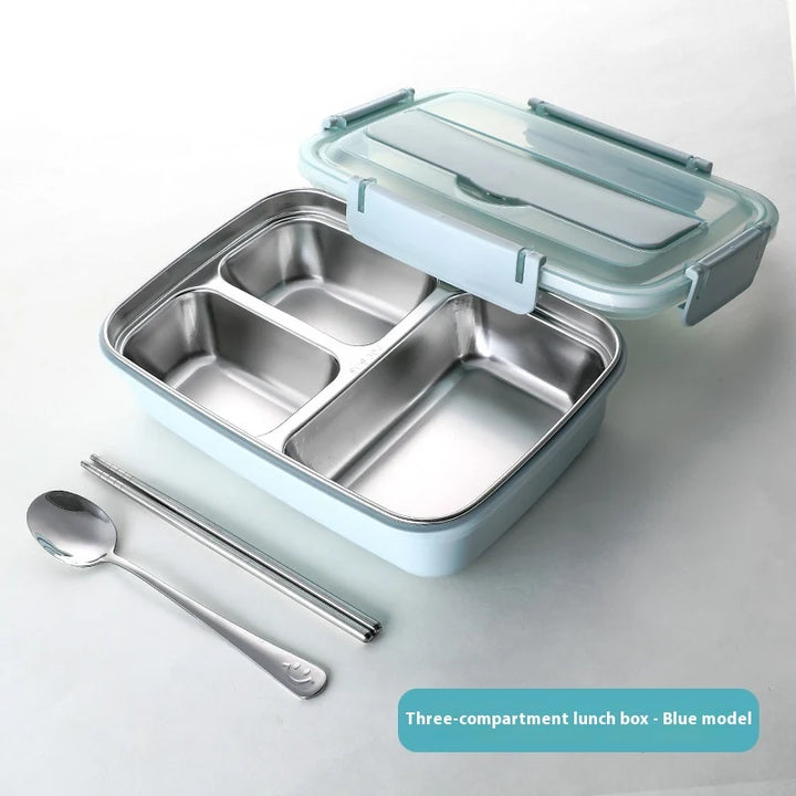Stainless steel bento lunch box with phone stand lid