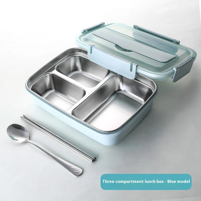 Stainless steel bento lunch box with phone stand lid