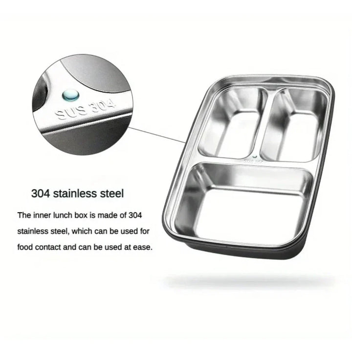 Stainless steel bento lunch box with phone stand lid